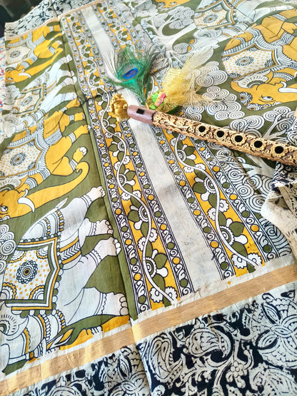 Latha Pushpa | Nellore Silk  Kalamkaari Saree