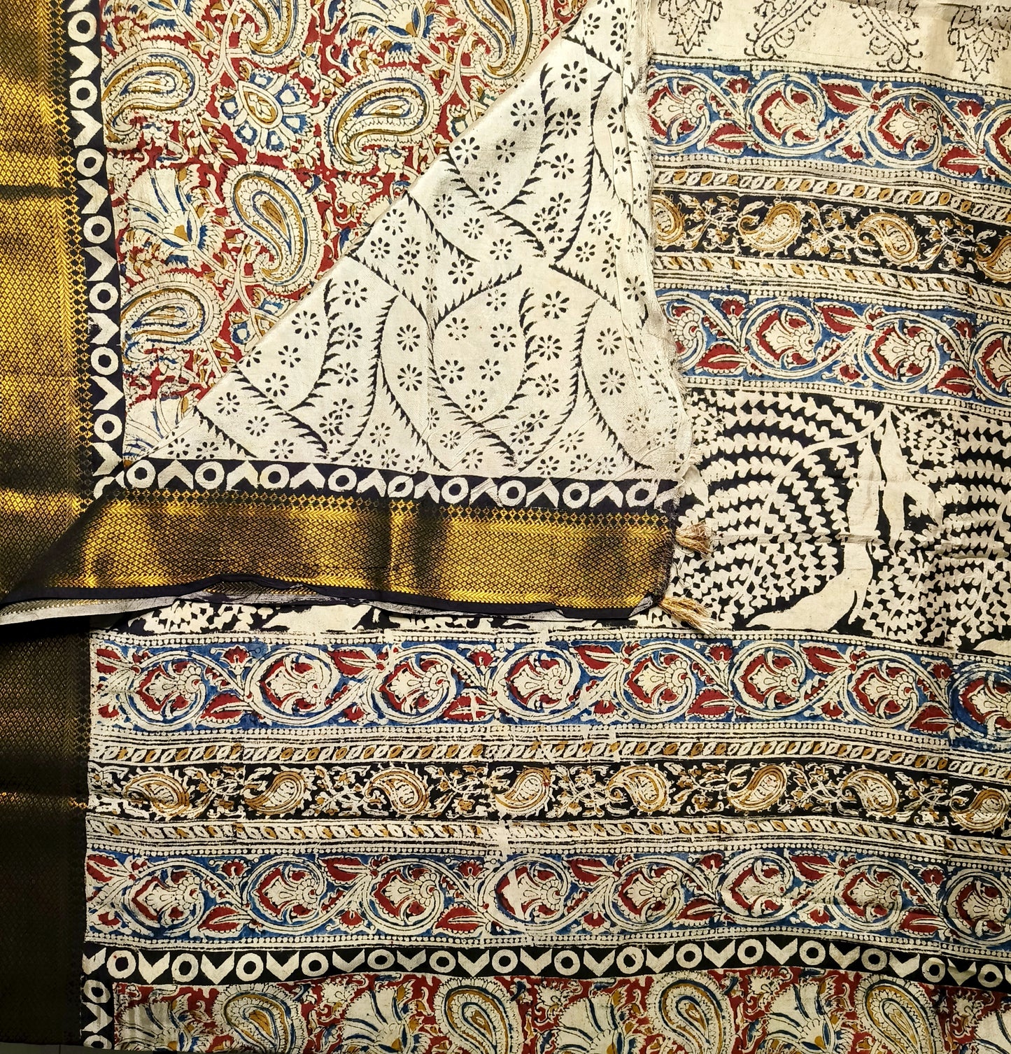 Block Print | Nizam Border | Kalamkaari Silk Saree