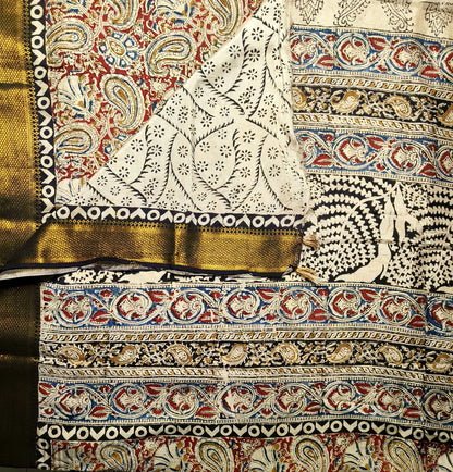 Block Print | Nizam Border | Kalamkaari Silk Saree