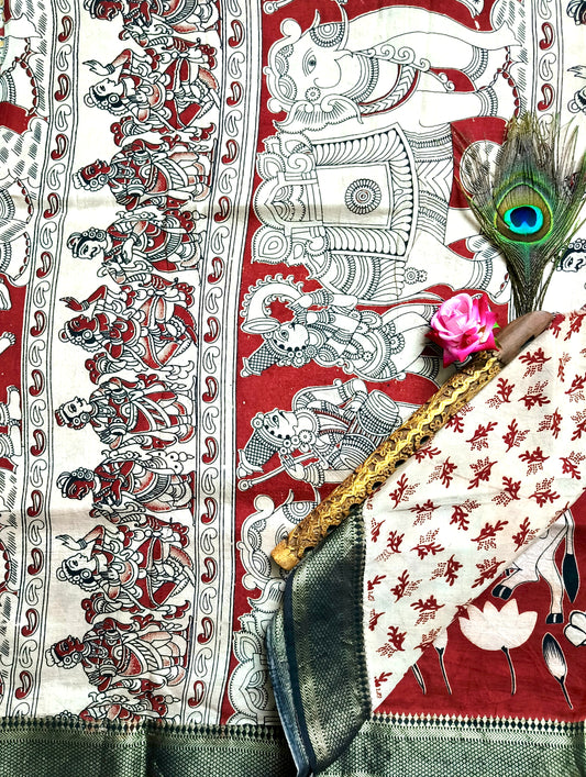 Kamal and Kamadhenu| Nizam Border | Kalamkaari Silk Saree