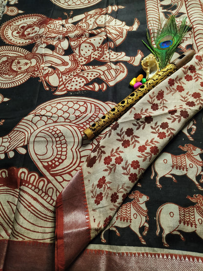 Vrishabh | Nizam Border Kalamkaari Silk saree