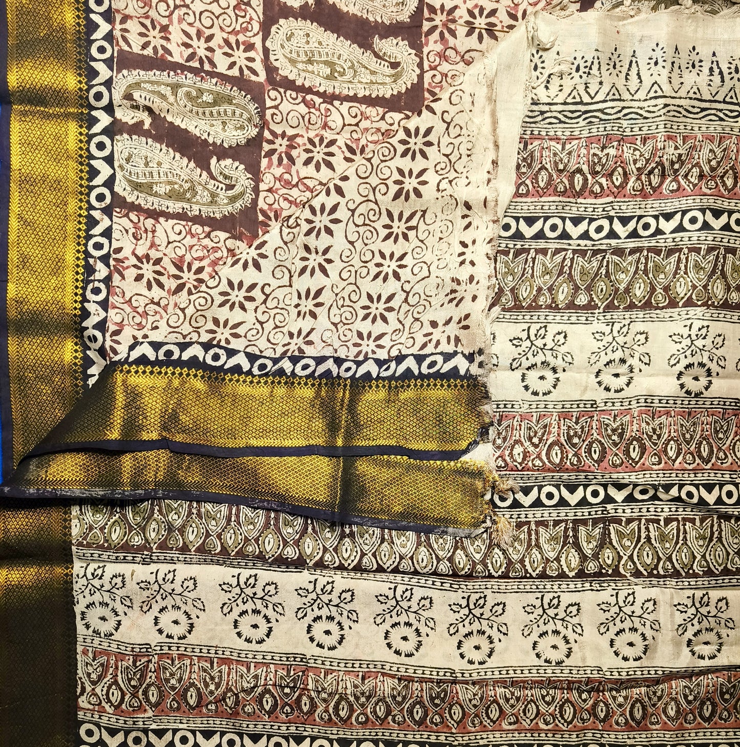 Block Print | Nizam Border | Kalamkaari Silk Saree