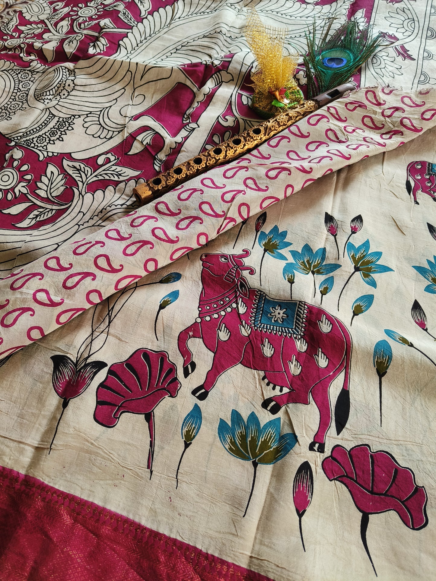 Kamal and Kamadhenu | Nizam Border | Kalamkaari Silk saree