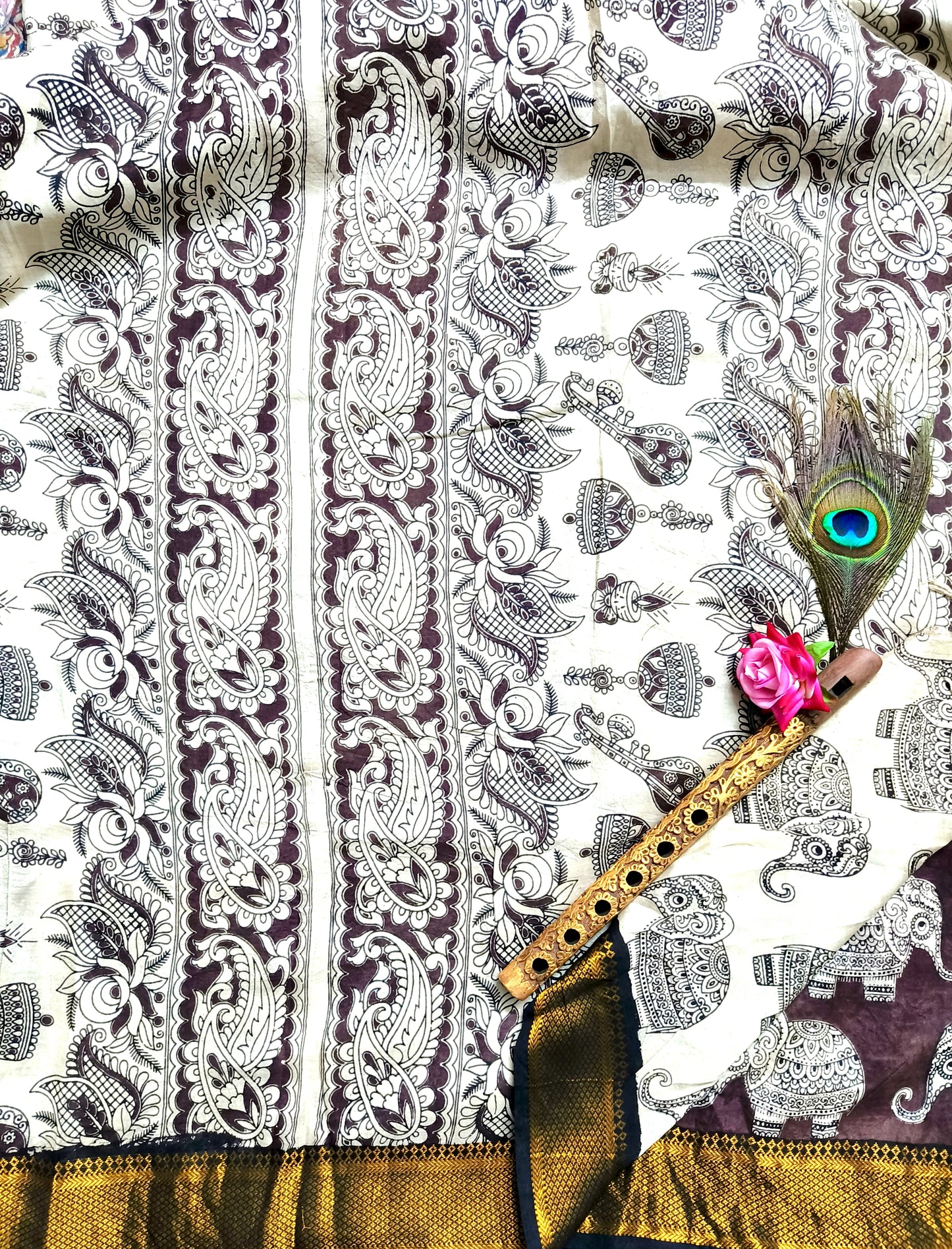 Iraavath  | Nizam Border | Kalamkaari Silk Saree