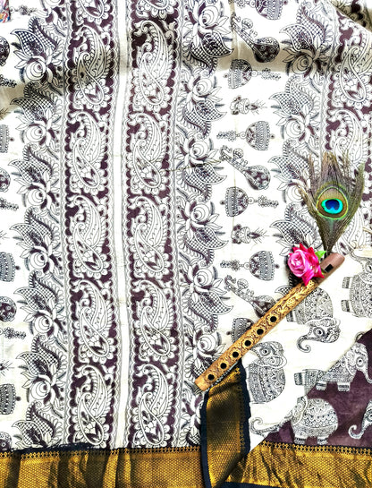 Iraavath  | Nizam Border | Kalamkaari Silk Saree