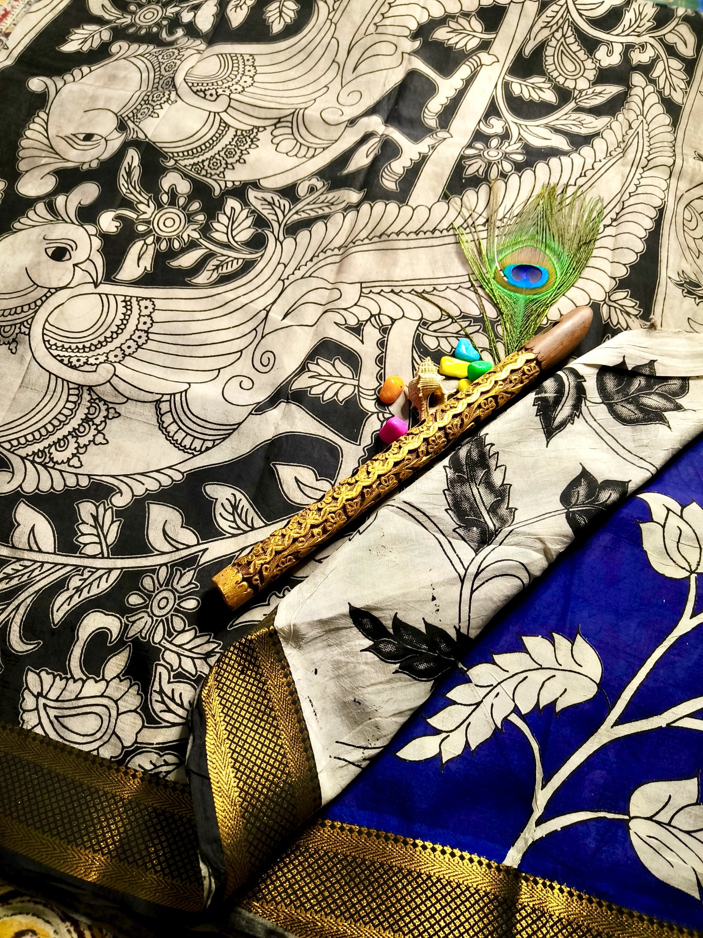 Latha Pushpa | Nijam border | Kalamkaari Silk Saree