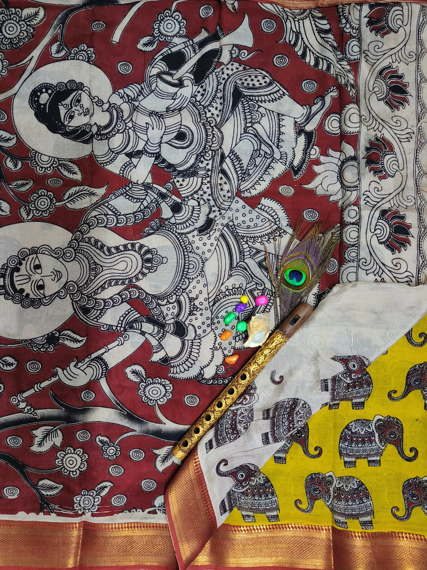 Iraavath | Nizam Border | Kalamkaari Silk saree