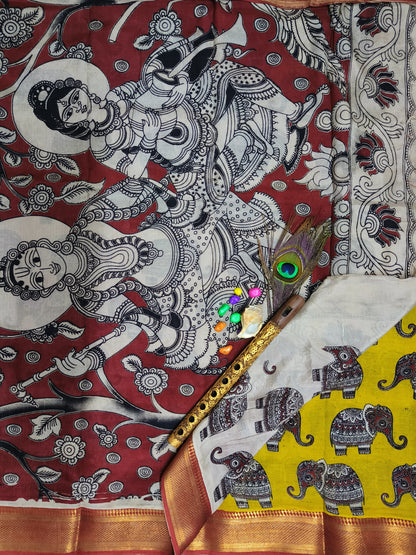 Iraavath | Nizam Border | Kalamkaari Silk saree