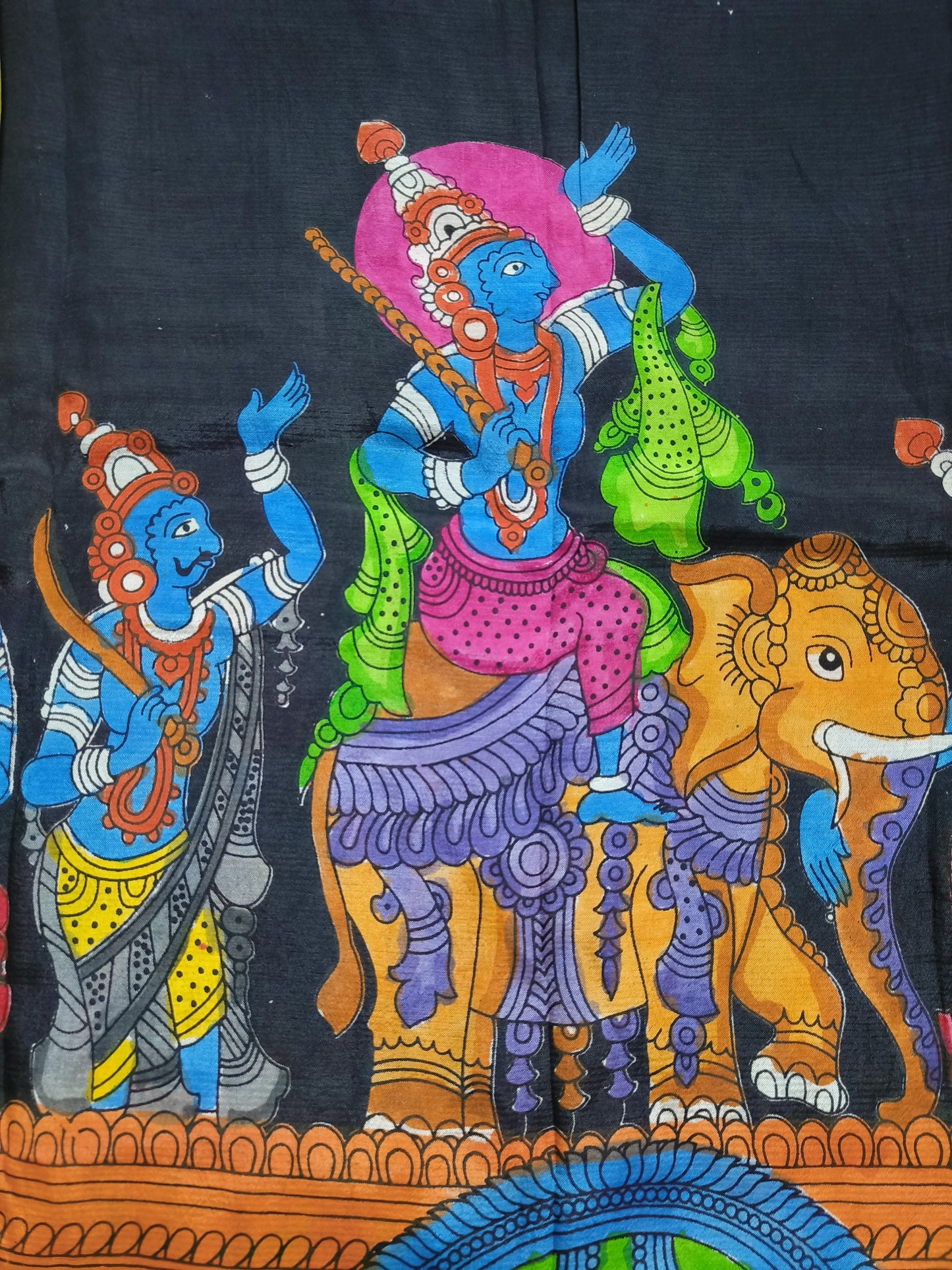 Yakshagaana | Handmade Pen Kalamkaari Silk Saree
